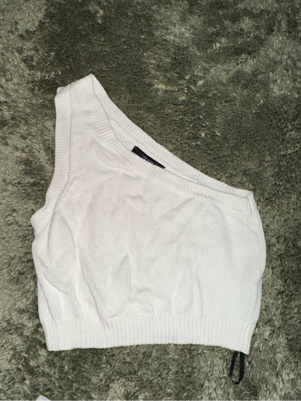 Forever 21 White One-Shoulder Knit Crop Top